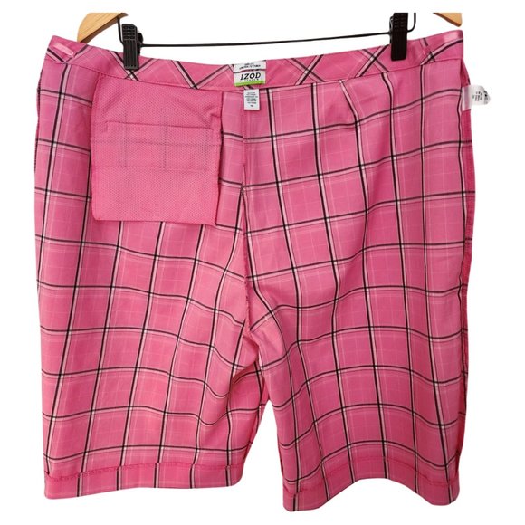 Pre-love Plus-size Izod Cool-FX Stretch Long Golf Shorts Pink Plaid Pock Size 16 - Picture 4 of 13